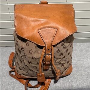 Vintage Dooney & Bourke Tan and Brown Backpack